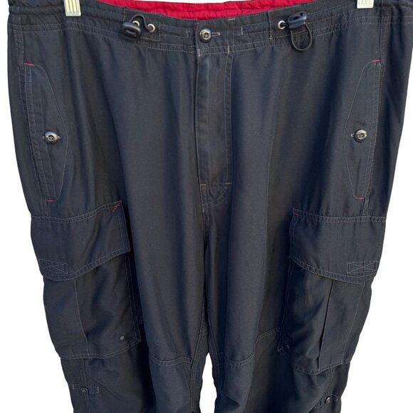 Gap Vintage Mens Black Cargo Baggy Paratrooper Drawstring Waist Parachute Pants - Picture 3 of 9